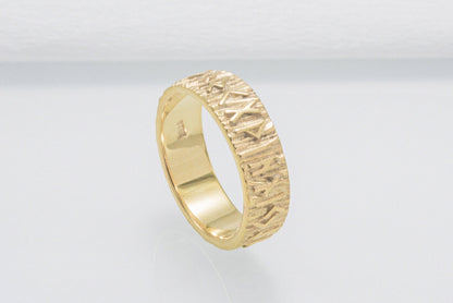 vkngjewelry Ring Handcrafted Elder Futhark Runes Gold Ring