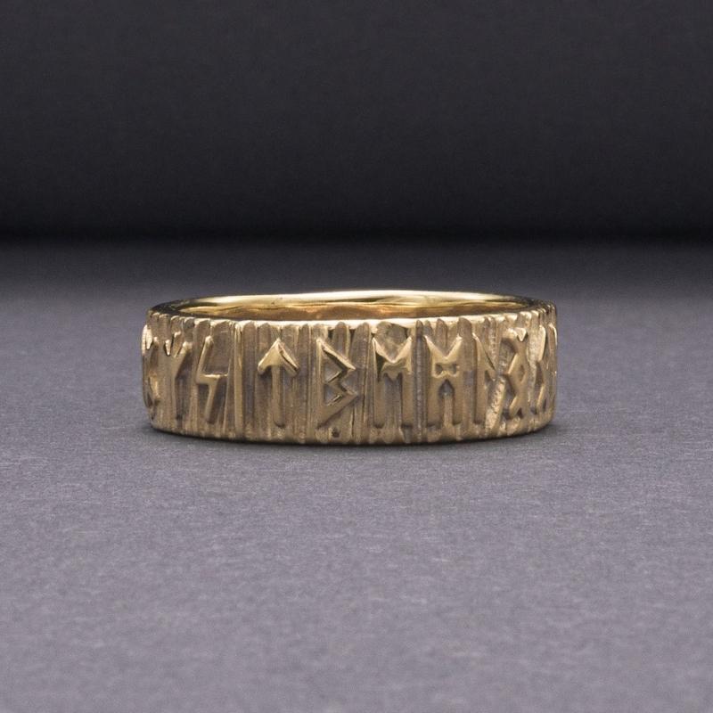 vkngjewelry Bagues Elder Futhark Runes Gold Ring