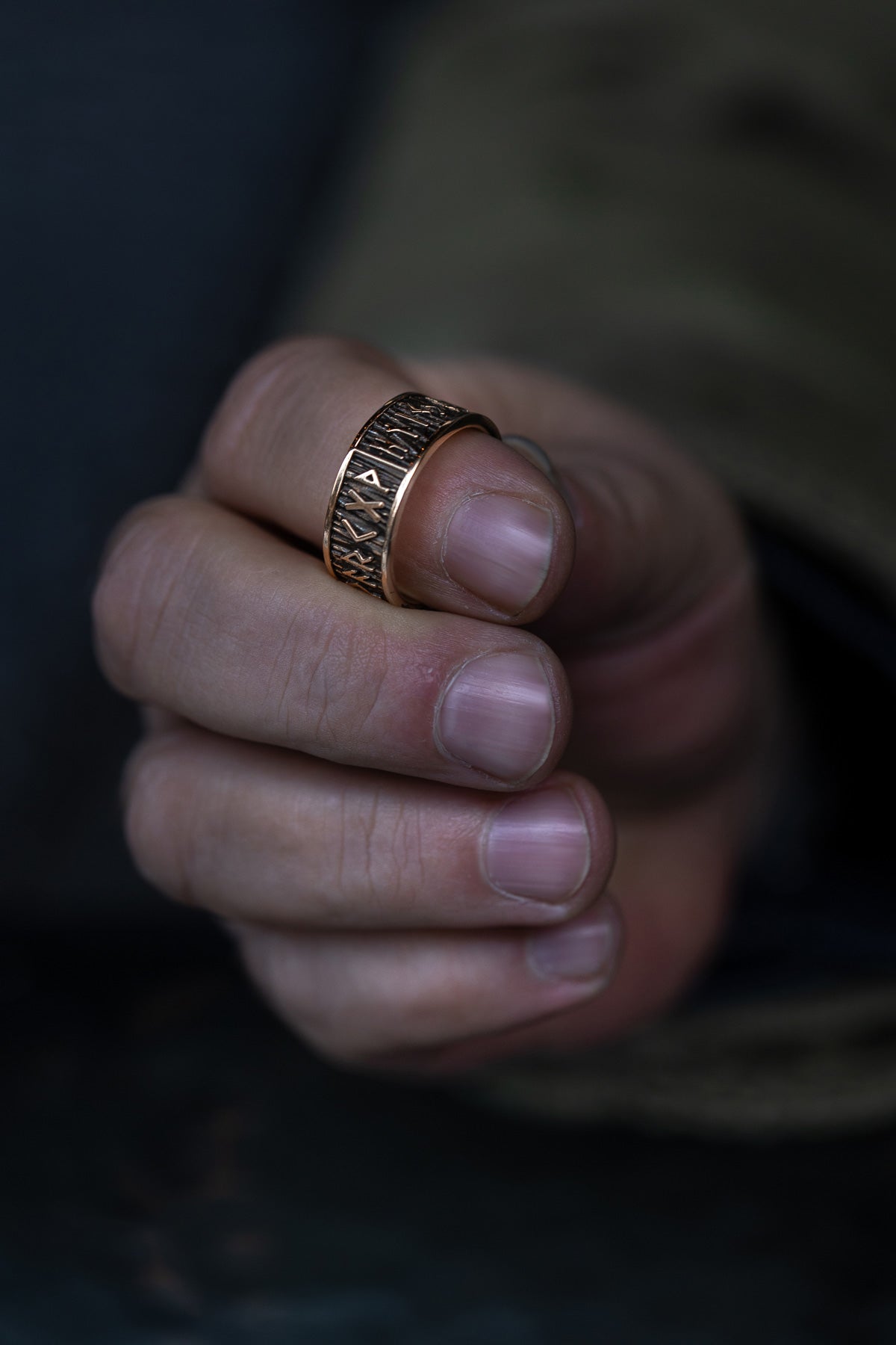 vkngjewelry Ring Handcrafted Brass Elder Futhark Runes Ring
