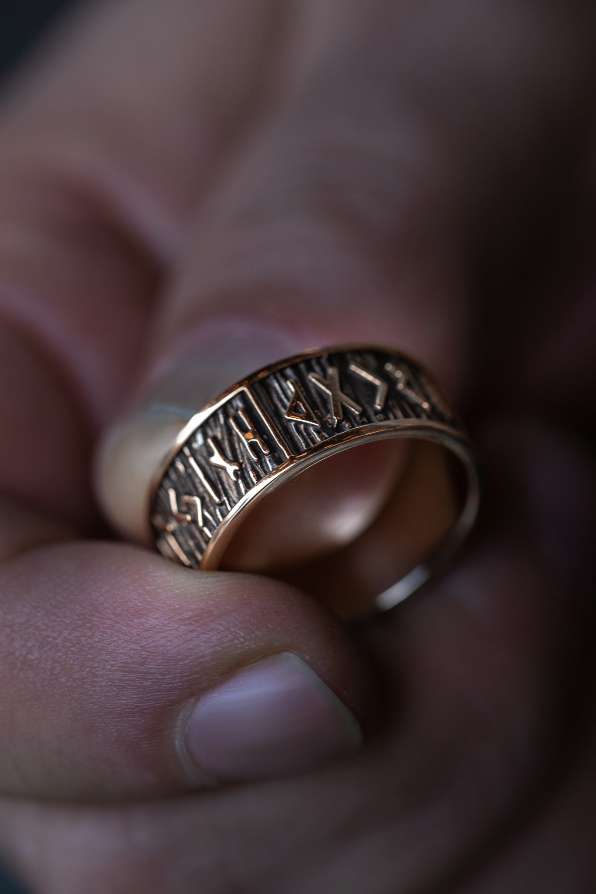 vkngjewelry Ring Handcrafted Brass Elder Futhark Runes Ring