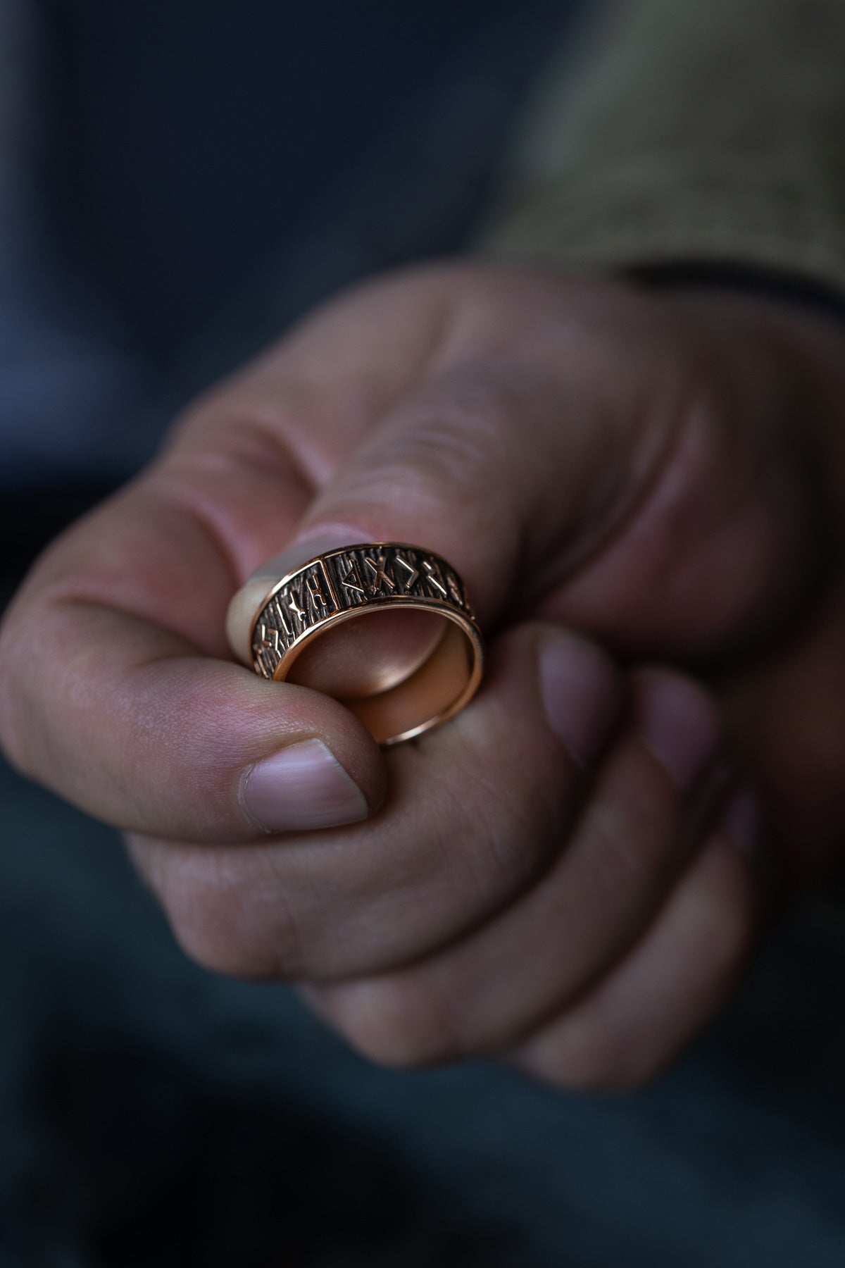 vkngjewelry Ring Handcrafted Brass Elder Futhark Runes Ring