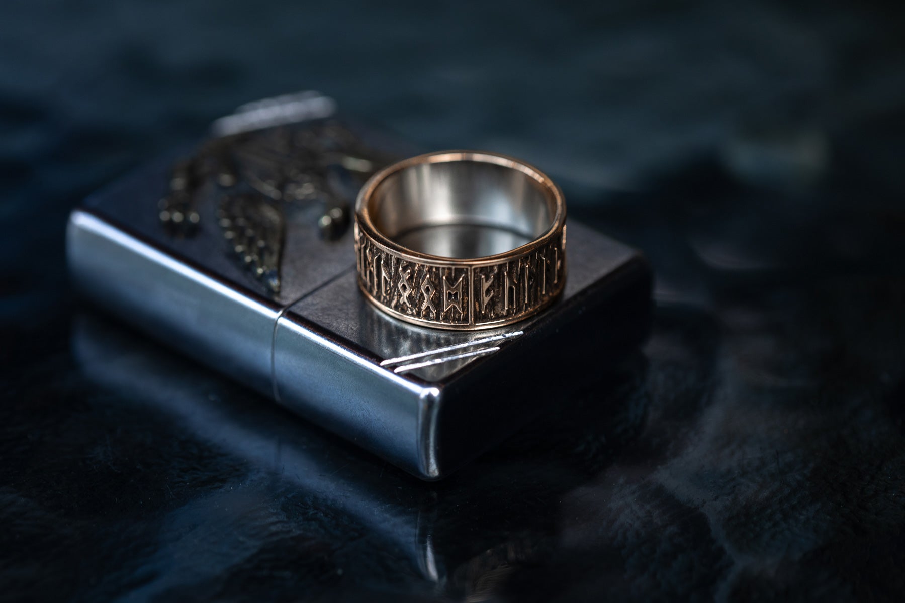 vkngjewelry Ring Handcrafted Brass Elder Futhark Runes Ring