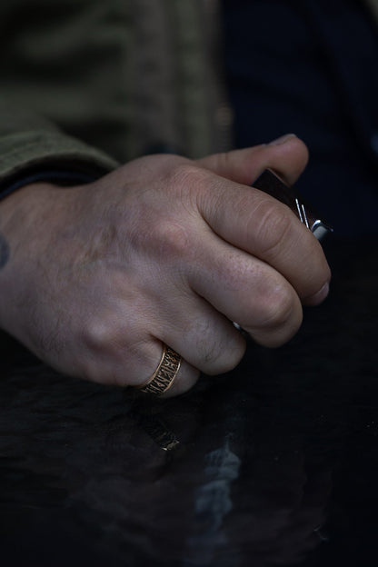 vkngjewelry Ring Handcrafted Brass Elder Futhark Runes Ring