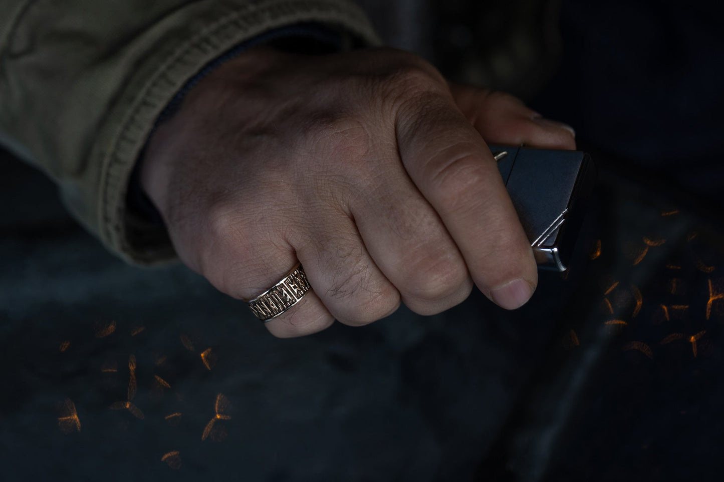 vkngjewelry Ring Handcrafted Brass Elder Futhark Runes Ring