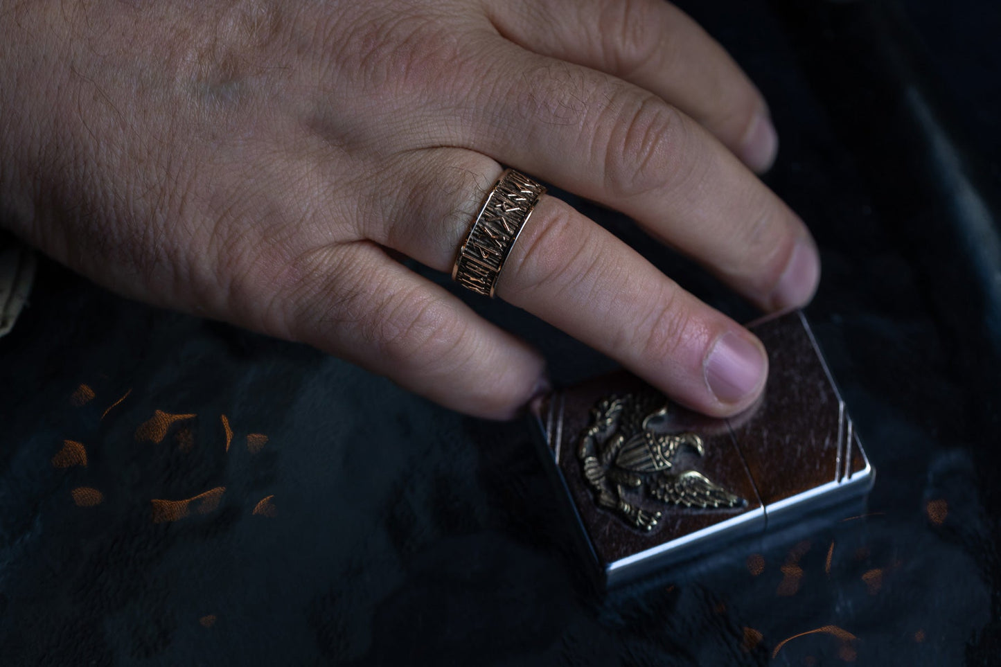 vkngjewelry Ring Handcrafted Brass Elder Futhark Runes Ring