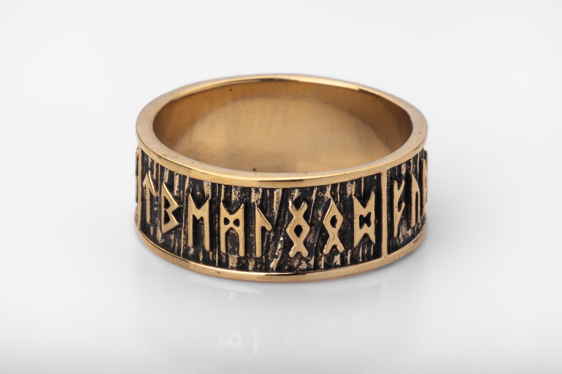 vkngjewelry Ring Handcrafted Brass Elder Futhark Runes Ring