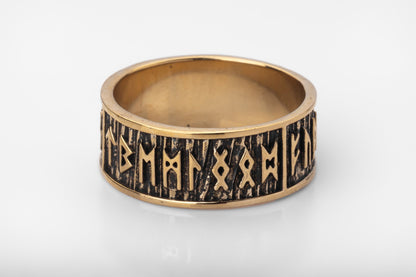 vkngjewelry Ring Handcrafted Brass Elder Futhark Runes Ring