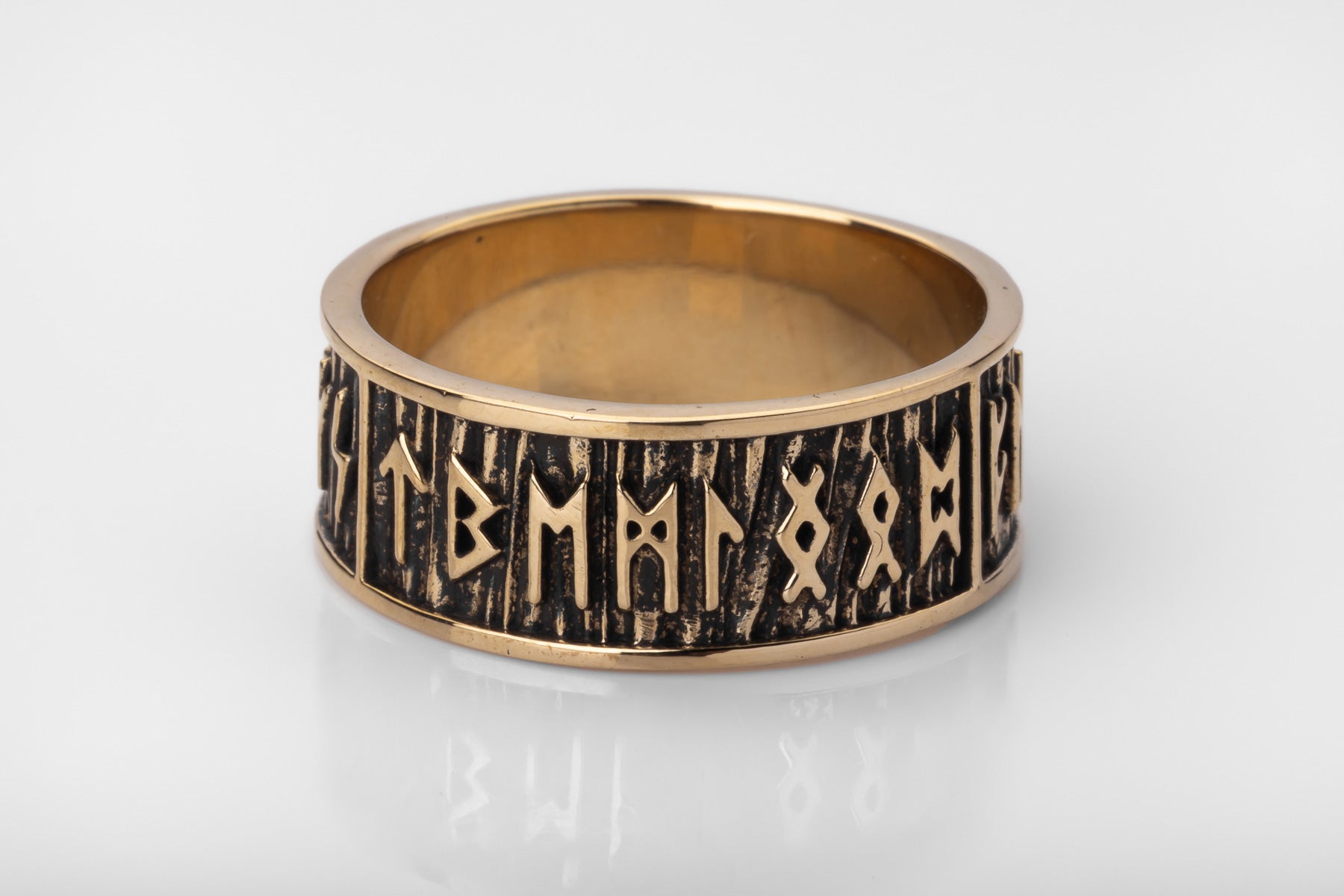 vkngjewelry Ring Handcrafted Brass Elder Futhark Runes Ring