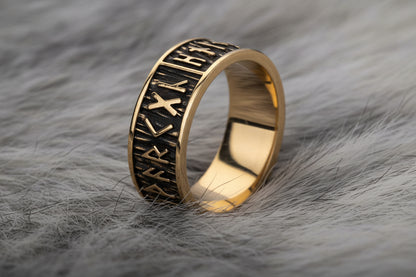 vkngjewelry Ring Handcrafted Brass Elder Futhark Runes Ring