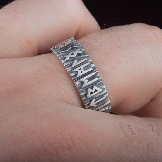 vkngjewelry Bagues Elder Futhark Runes Sterling Silver Ring