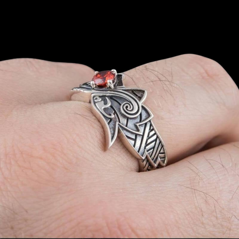 vkngjewelry Bagues Fenrir Ring Gem Sterling Silver Ring