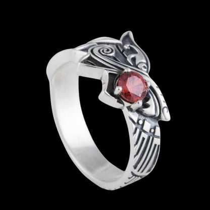 vkngjewelry Bagues Handcrafted Fenrir Ring Gem Sterling Silver Ring