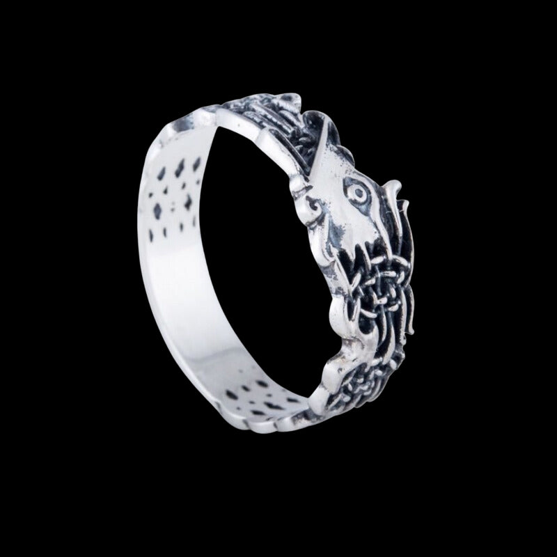 vkngjewelry Bagues Handcrafted Fenrir Ring Sterling Silver Ring