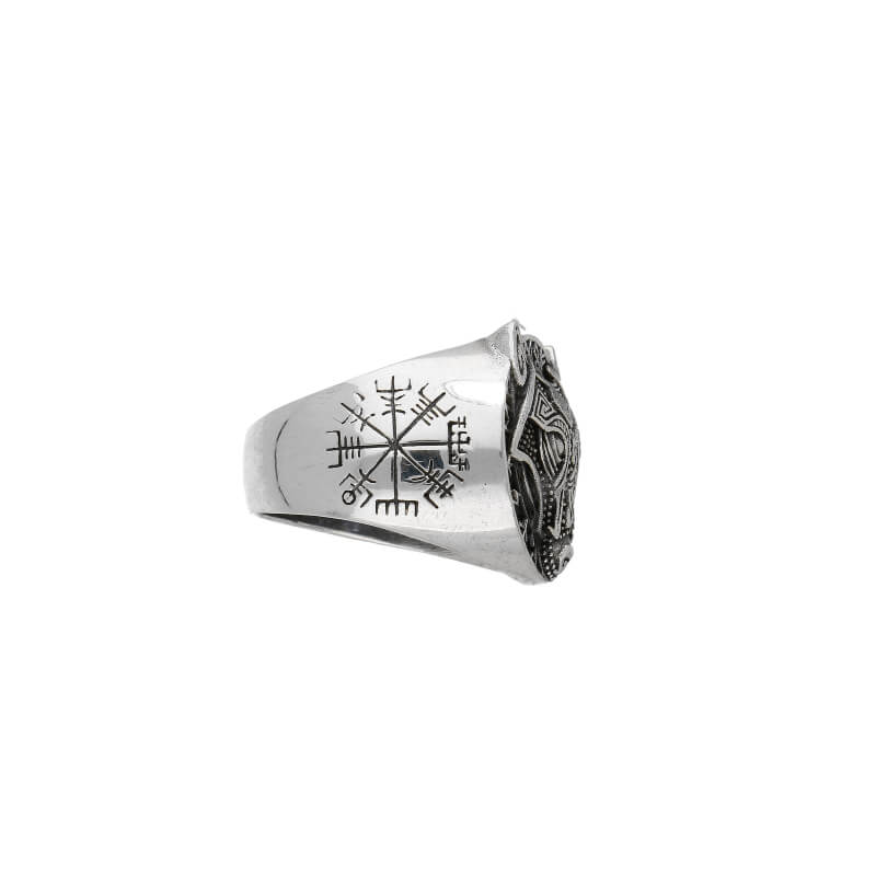 vkngjewelry Bagues Fenrir Vegvisir Silver Sterling Ring