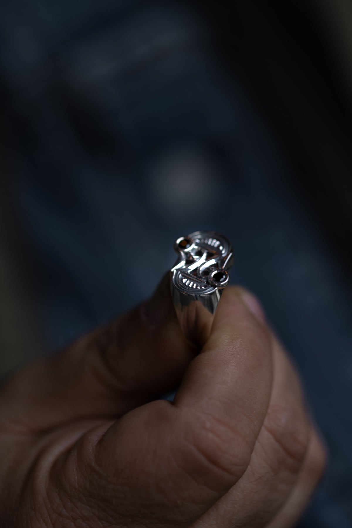 vkngjewelry Ring Frankish S Brooch Ring in Silver with Black Spinel