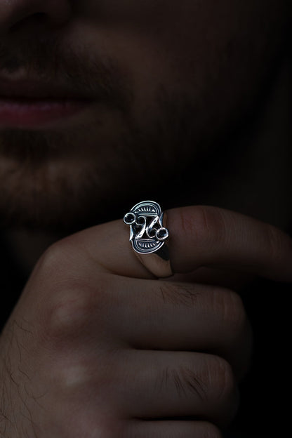 vkngjewelry Ring Frankish S Brooch Ring in Silver with Black Spinel