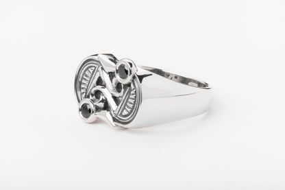 vkngjewelry Ring Frankish S Brooch Ring in Silver with Black Spinel