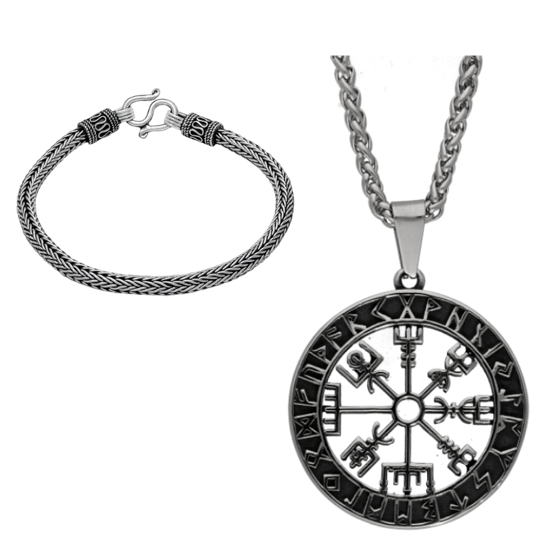 vkngjewelry Gift Boxes & Tins Gift Box Vegvisir Pendant Runic And Asgard King Bracelet GB18