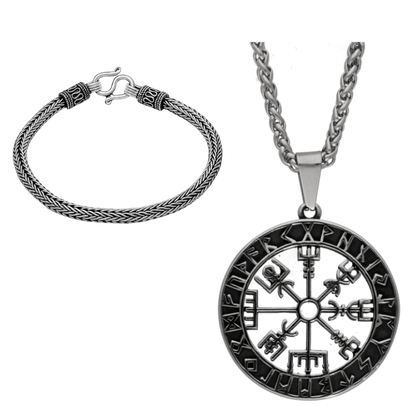 vkngjewelry Gift Boxes & Tins Gift Box Vegvisir Pendant Runic And Asgard King Bracelet GB18