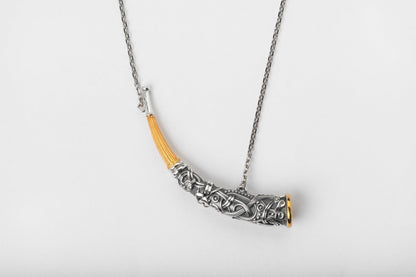 vkngjewelry Pendant Handcrafted Gjallarhorn Necklace Silver Norse Mythic Horn