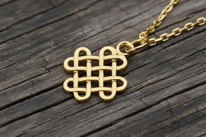 vkngjewelry Pendant Gold Shamrock Pendant With Handmade Celtic Knots