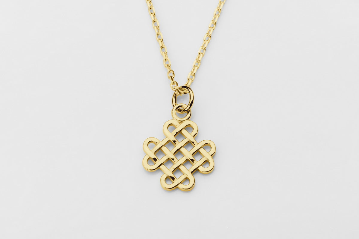 vkngjewelry Pendant Gold Shamrock Pendant With Handmade Celtic Knots