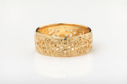 vkngjewelry Ring Gold Triquetra Wedding Band, Handcrafted Norse Jewelry