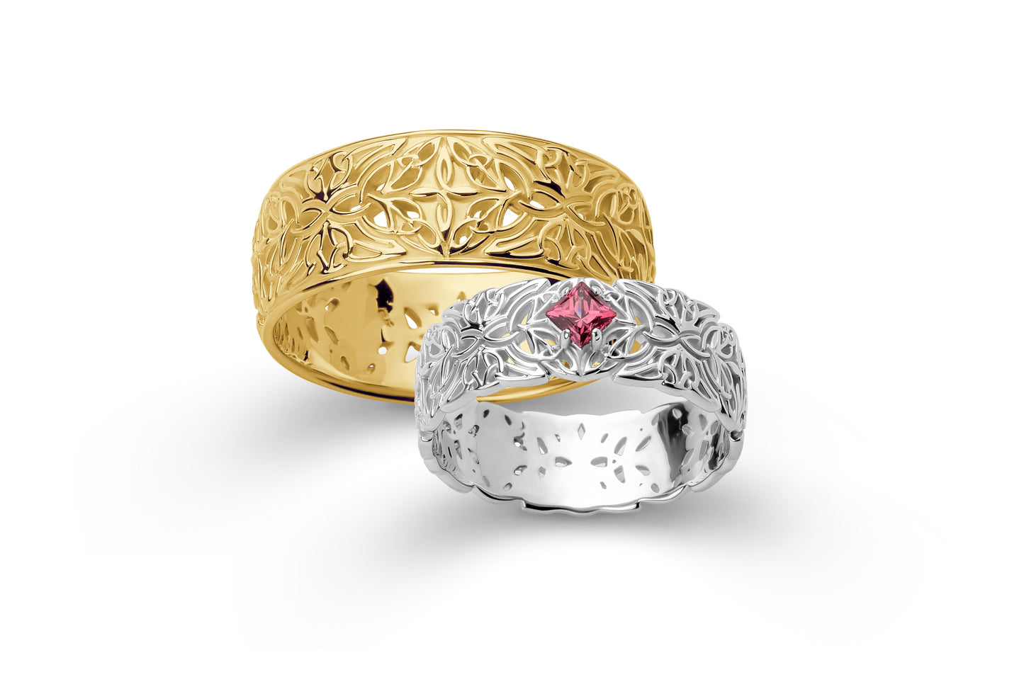 vkngjewelry Ring Gold Triquetra Wedding Band, Handcrafted Norse Jewelry