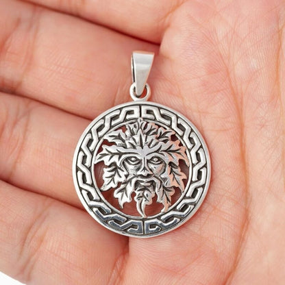 vkngjewelry Pendant Green Man Celtic Pagan Pendant 925 Sterling Silver