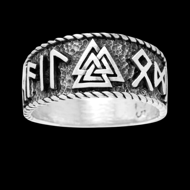vkngjewelry Bagues Hail Odin Valknut Silver Ring