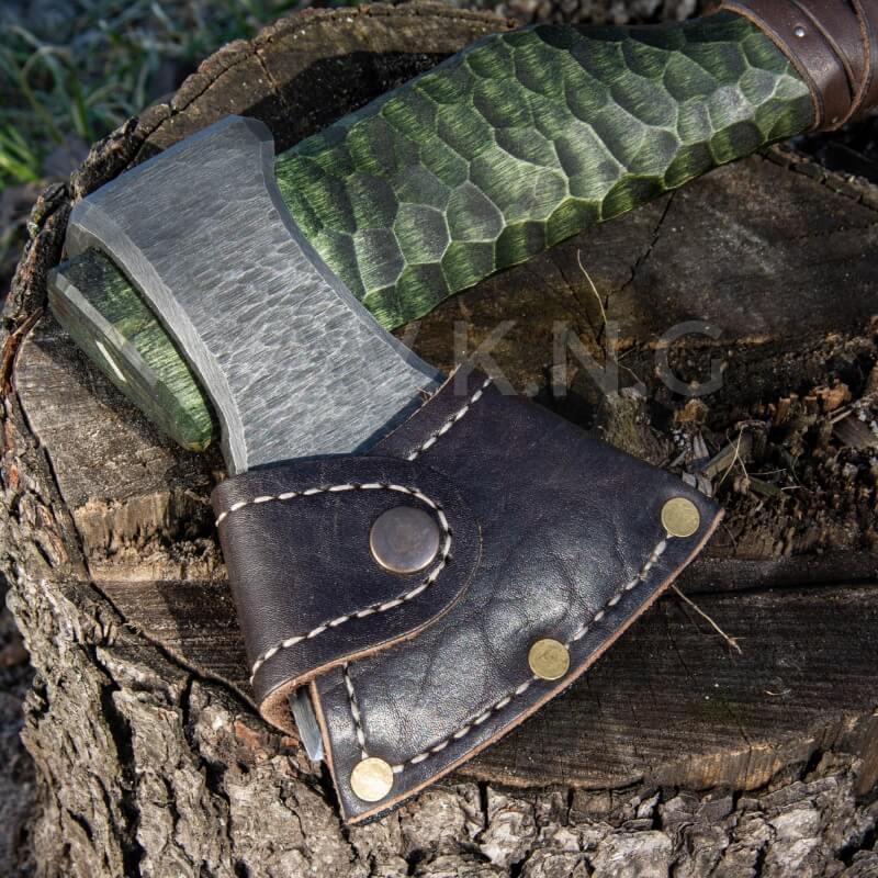 vkngjewelry hache Hand Forged Axe "Sump Starr" With Leather Cover
