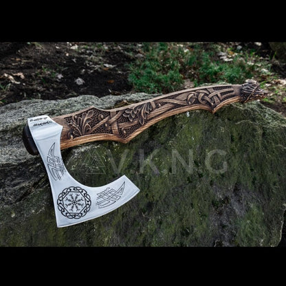Hacha de batalla vikinga forjada a mano, brújula vikinga / vegvisir en  cabeza de hacha vikinga y grabado personalizado en mango de hacha, hacha  vikinga, hacha arrojadiza -  México