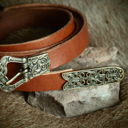 vkngjewelry Belt Buckles Handcrafted Birka Viking Belt with Birka Buckle and Toggle