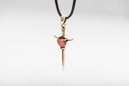 vkngjewelry Pendant Handcrafted Brass Dagger Pendant with Cubic Zirconia