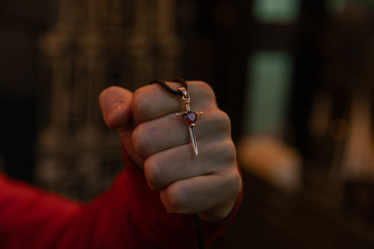 vkngjewelry Pendant Handcrafted Brass Dagger Pendant with Cubic Zirconia