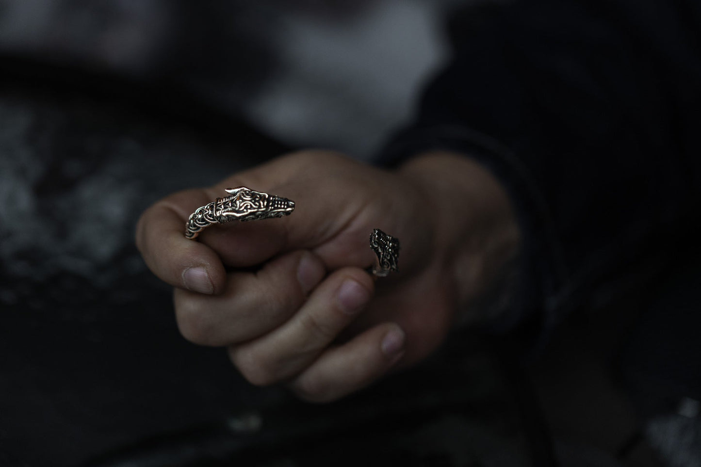 vkngjewelry Bracelet Handcrafted Brass Nordic Fenrir Arm Ring