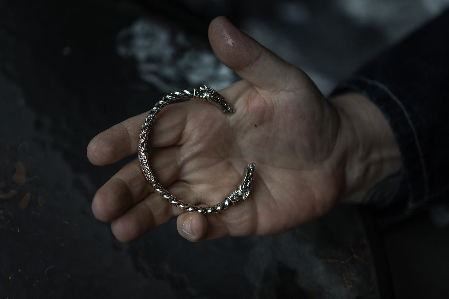 vkngjewelry Bracelet Handcrafted Brass Nordic Fenrir Arm Ring