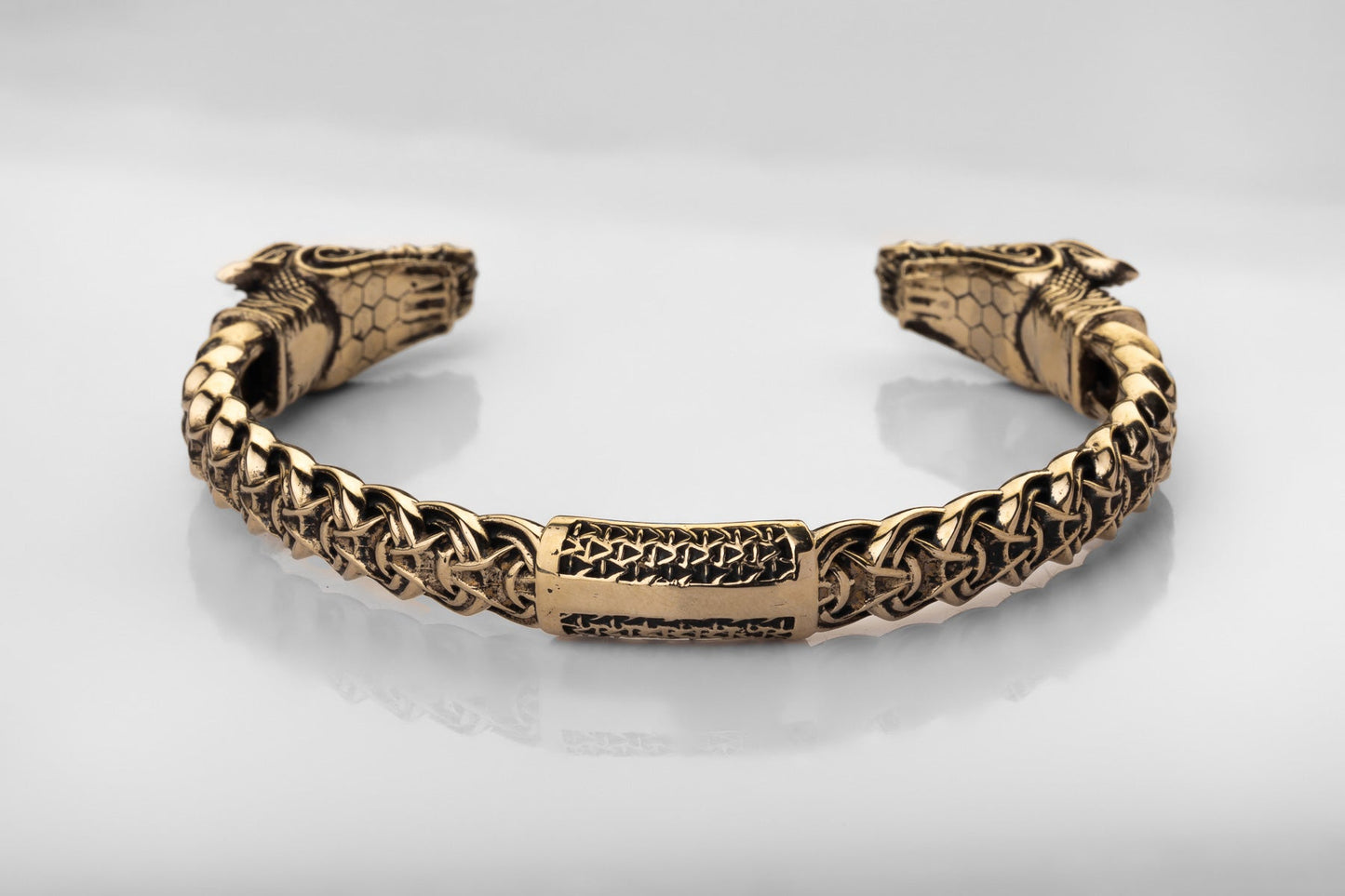 vkngjewelry Bracelet Handcrafted Brass Nordic Fenrir Arm Ring