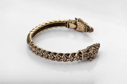 vkngjewelry Bracelet Handcrafted Brass Nordic Fenrir Arm Ring