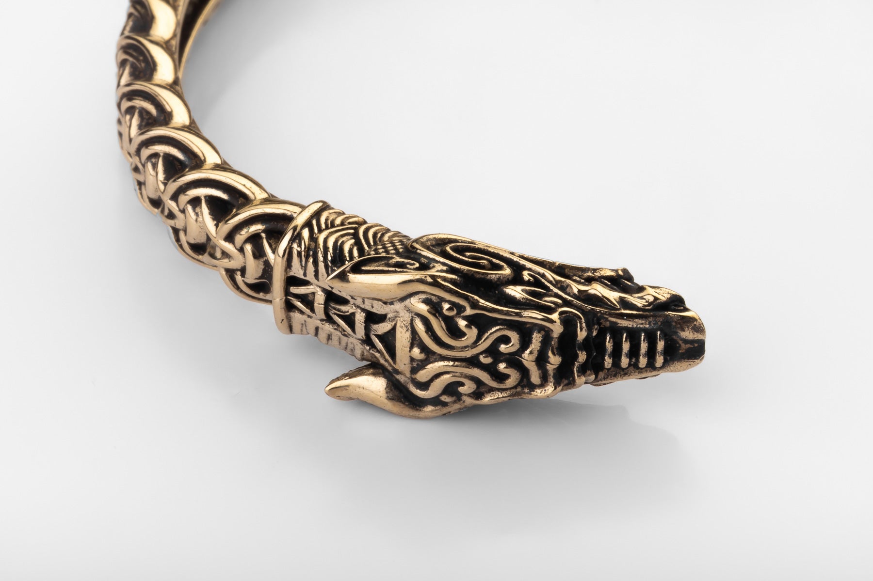 vkngjewelry Bracelet Handcrafted Brass Nordic Fenrir Arm Ring