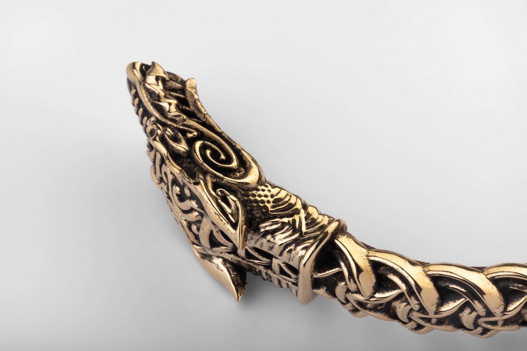 vkngjewelry Bracelet Handcrafted Brass Nordic Fenrir Arm Ring