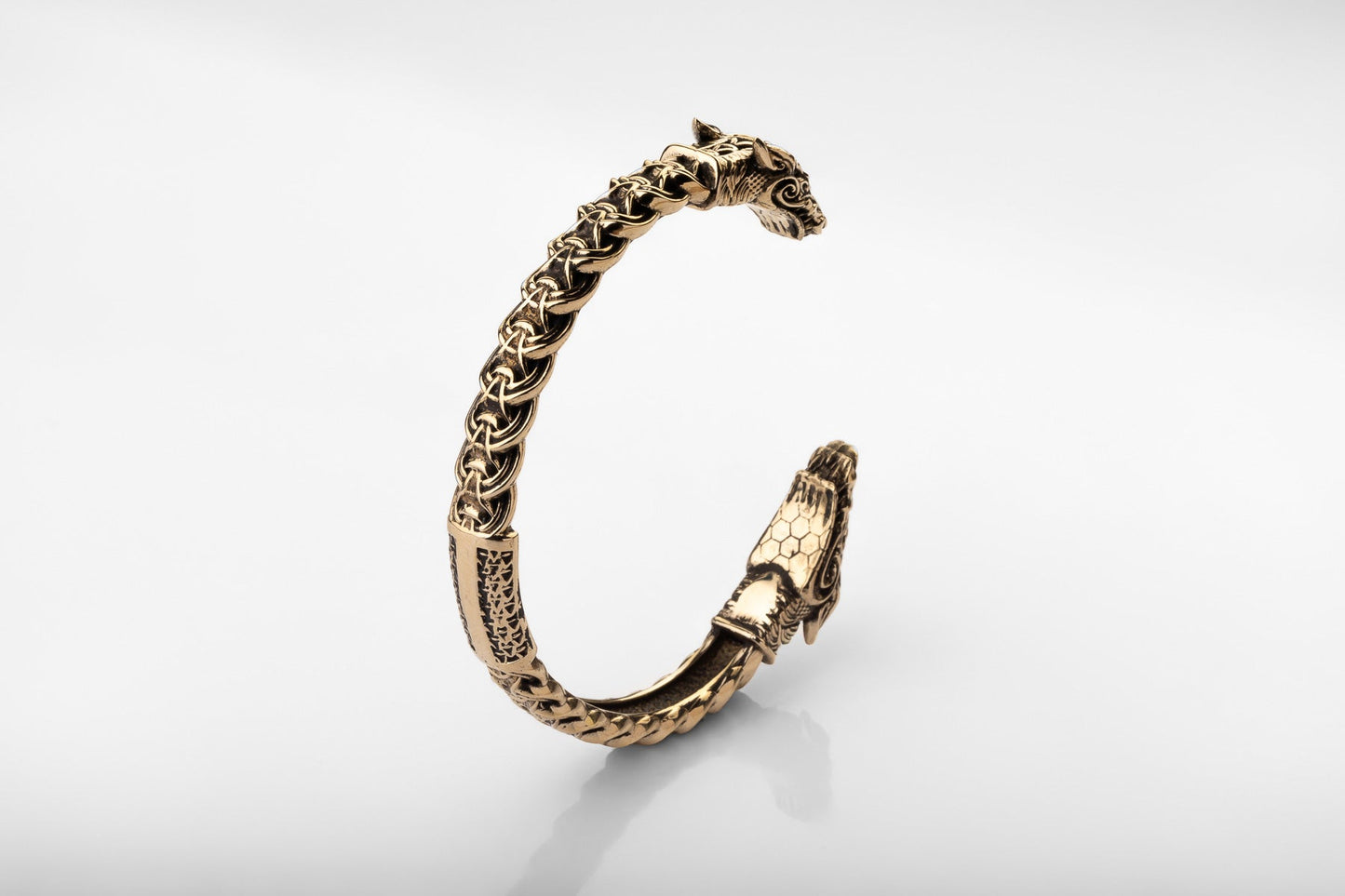 vkngjewelry Bracelet Handcrafted Brass Nordic Fenrir Arm Ring