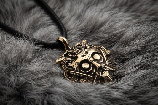 vkngjewelry Pendant Handcrafted Brass Odin Mask Pendant