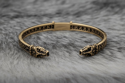 vkngjewelry Bracelet Handcrafted Brass Viking Arm Ring Nordic Snake Cuff Bracelet