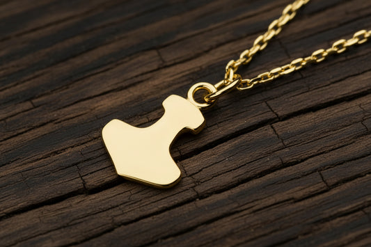 vkngjewelry pendentif Handcrafted Gold Thor's Hammer Smooth Pendant