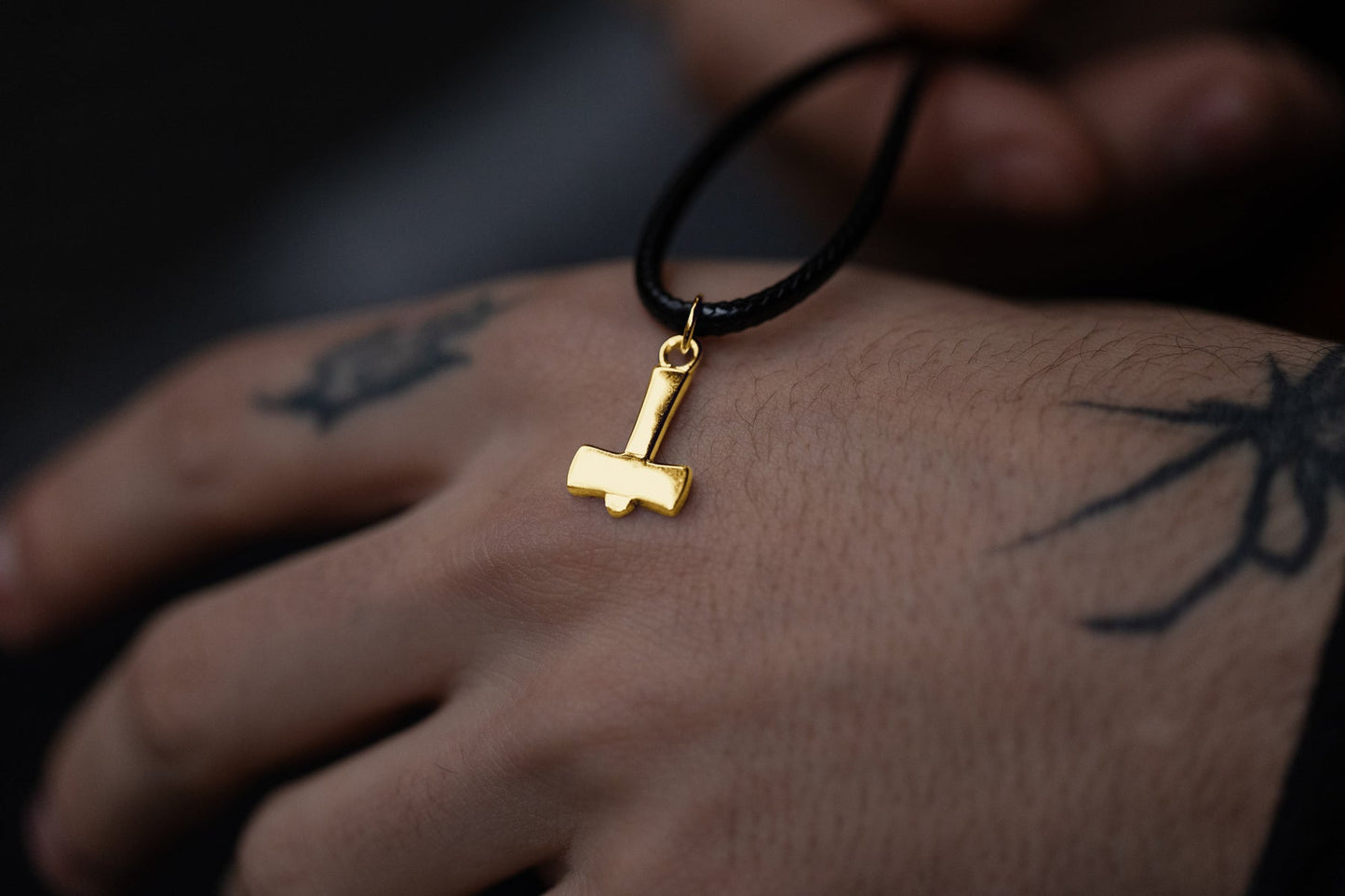 vkngjewelry Pendant Handcrafted Gold Thor's Hammer Smooth Pendant V2