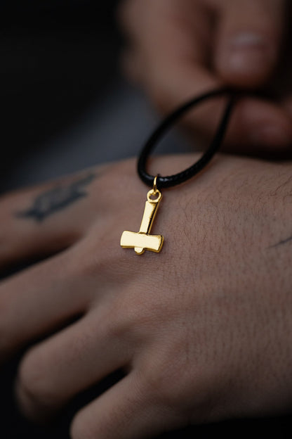 vkngjewelry Pendant Handcrafted Gold Thor's Hammer Smooth Pendant V2