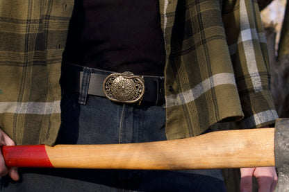 vkngjewelry Belt Handcrafted Helm of Awe Runic Brass Belt Buckle