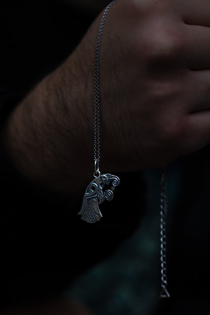 vkngjewelry Pendant Handcrafted Raven Pendant Inspired by the Vendel Period