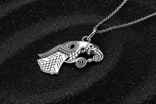 vkngjewelry Pendant Handcrafted Raven Pendant Inspired by the Vendel Period